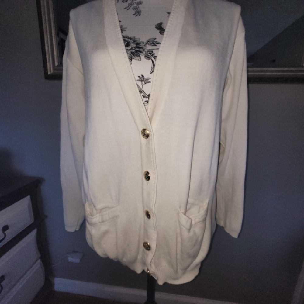 Talbots cream button down sweater  size S